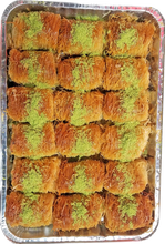 Load image into Gallery viewer, SHREDDED FILO WRAP BAKLAVA PISTACHIO HALF TRAY by Paris Pastry in Michigan USA

