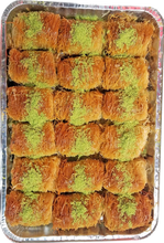 Load image into Gallery viewer, SHREDDED FILO WRAP BAKLAVA PISTACHIO HALF TRAY by Paris Pastry in Michigan USA