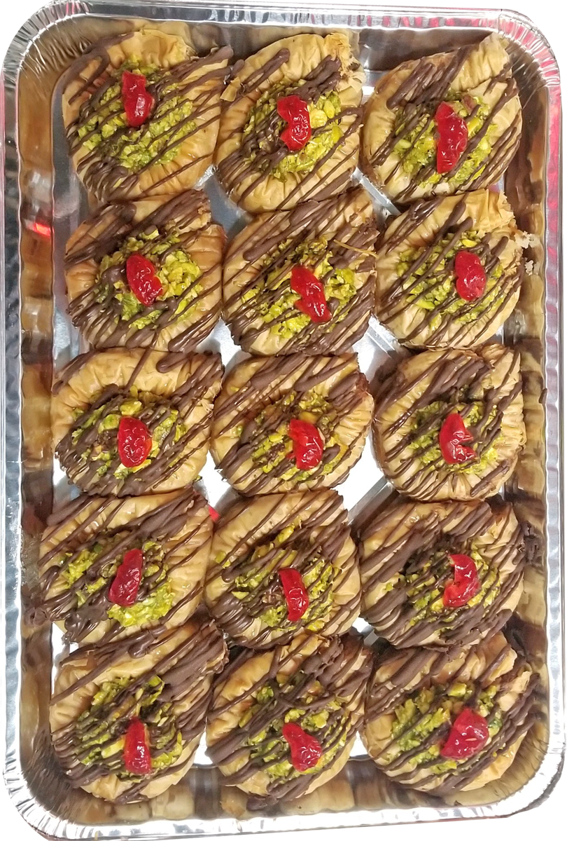 SWAR EL SIT BAKLAVA WITH CHOCOLATE AND PISTACHIO HALF TRAY by Paris Pastry in Michigan USA