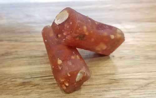 SAUSAGE SHAPE TURKISH DELIGHT WITH MIXED NUTS AND POMEGRANTE by Paris Pastry in Michigan USA